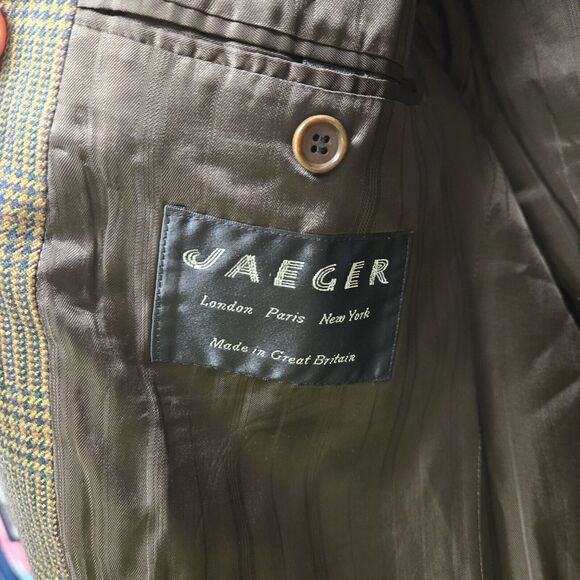 Vintage Jaeger Blazer Mens sz 54L Sports Coat 100% Cashmere Houndstooth Jacket - Picture 6 of 10